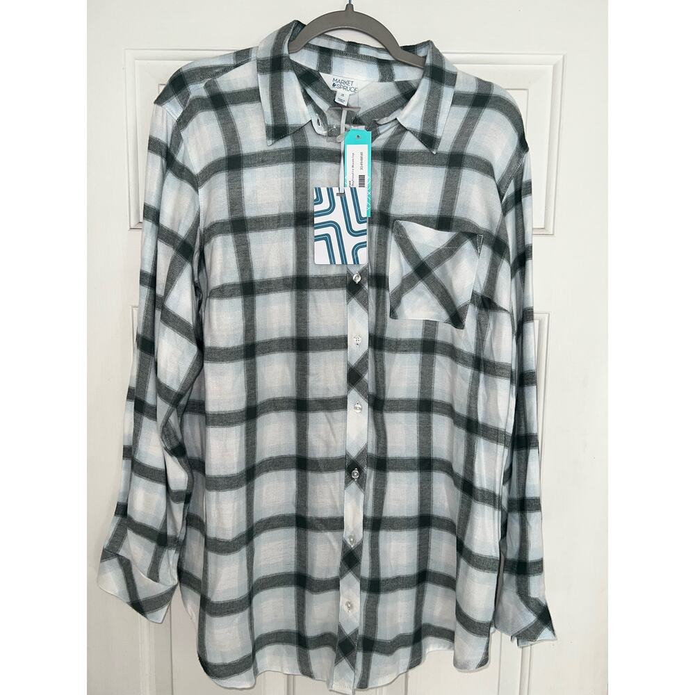 Market & Spruce Maeve Cozy Boyfriend Fit Woven Top - size 1X